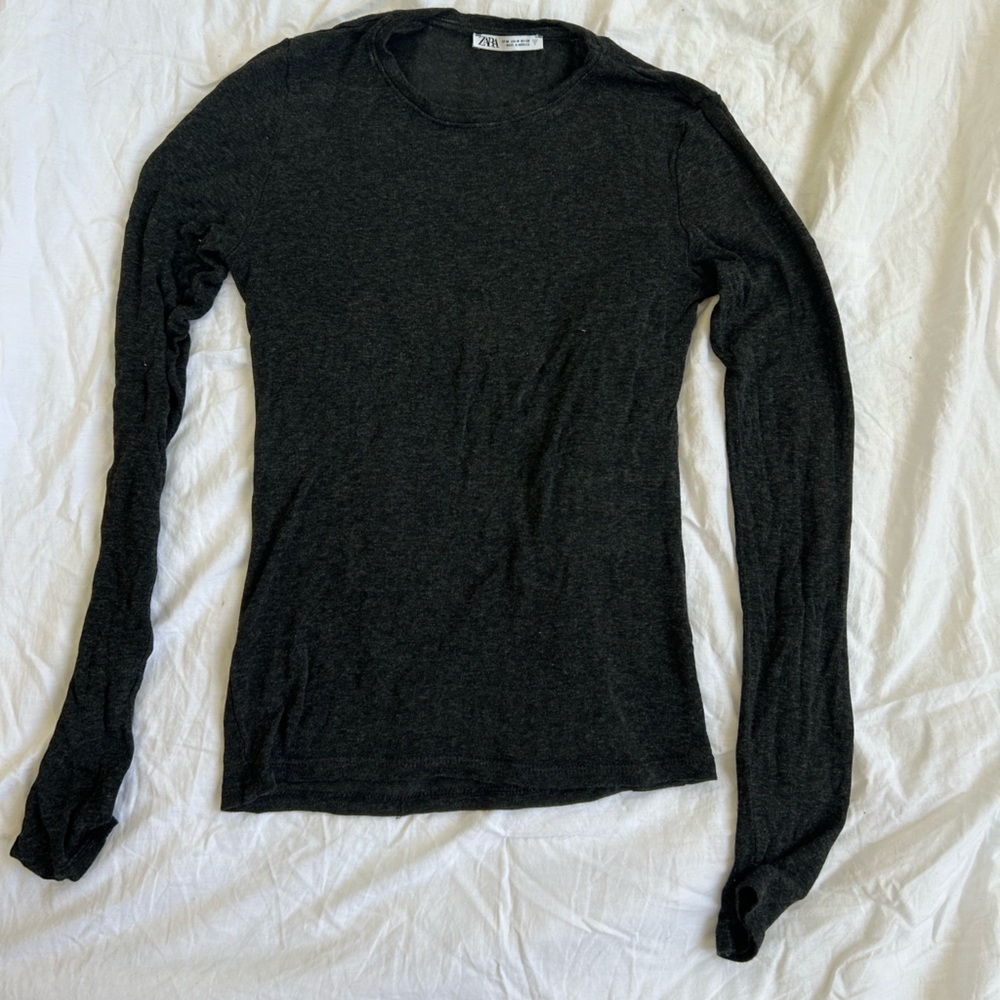 Zara Black Fitted Long Sleeve Bodysuit